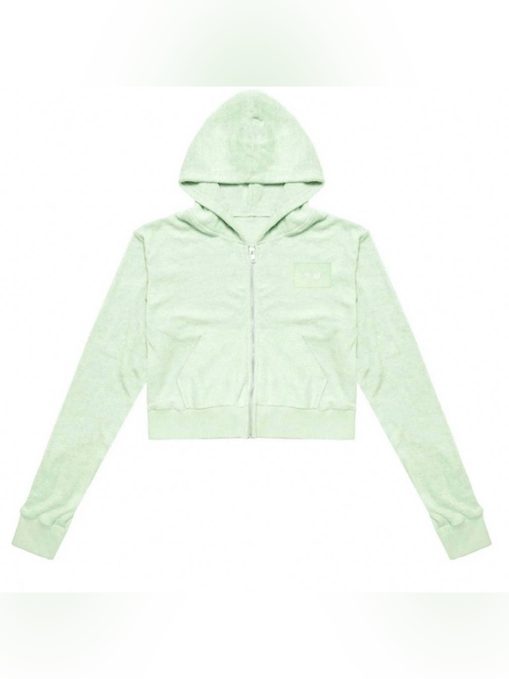 Boys Lie Medium Croppes Sage Green Zip Terry Hoodie